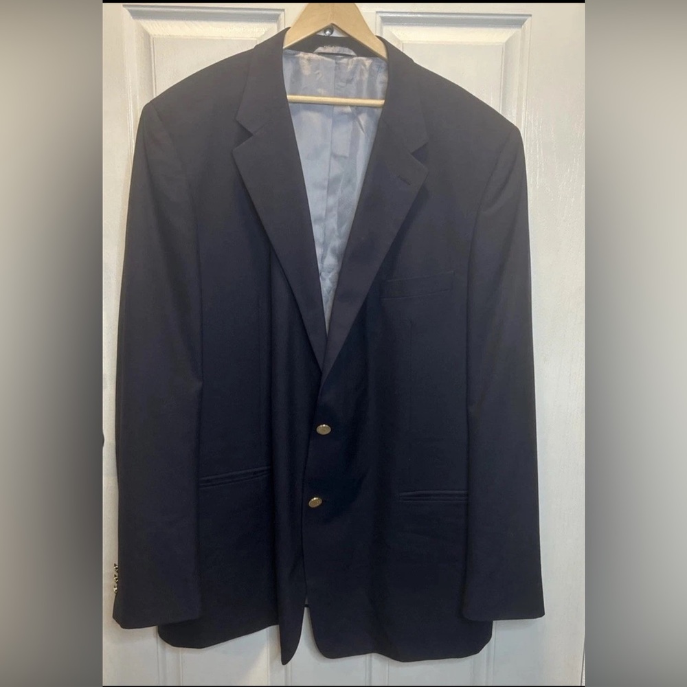 Dario di Napoli Mens Navy Blue 100% Wool Blazer Jacket 52XL Gold Buttons Italy